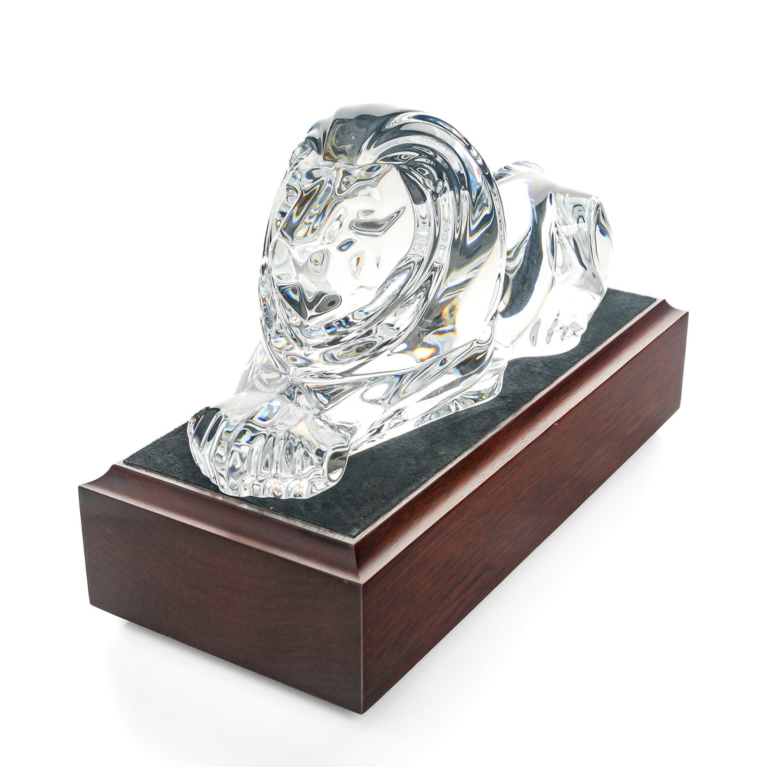 STEUBEN Fig Crystal Lion With Stand