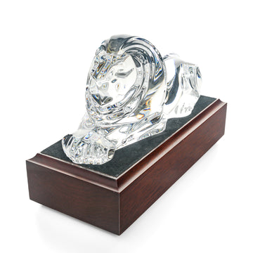 STEUBEN Fig Crystal Lion With Stand