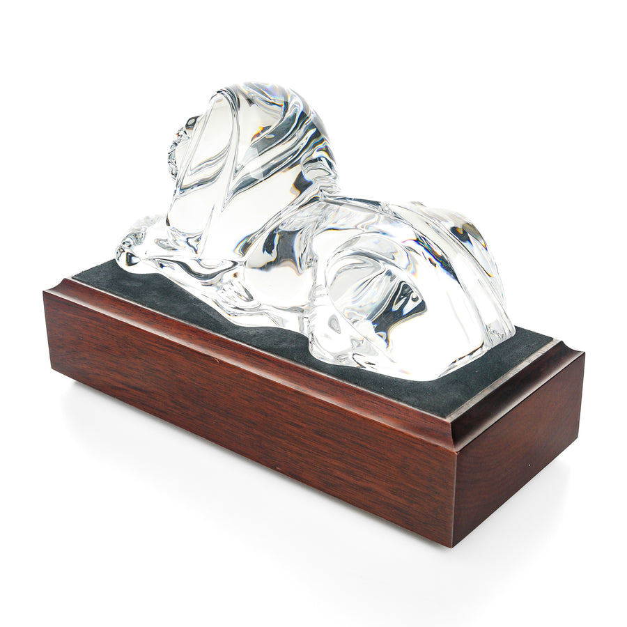 STEUBEN Fig Crystal Lion With Stand