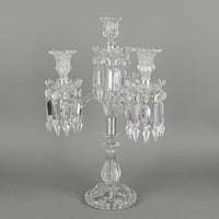 BACCARAT Medallion Molded Crystal Three Arm Candelabrum