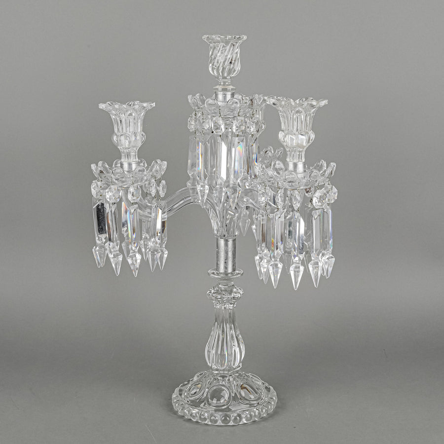 BACCARAT Medallion Molded Crystal Three Arm Candelabrum