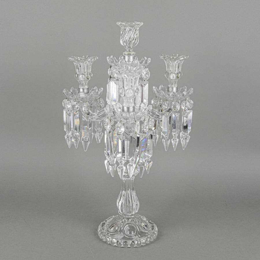 BACCARAT Medallion Molded Crystal Three Arm Candelabrum
