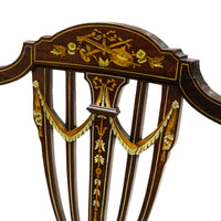 Vintage Mahogany Sheraton Revival Inlaid Shield Back Chair