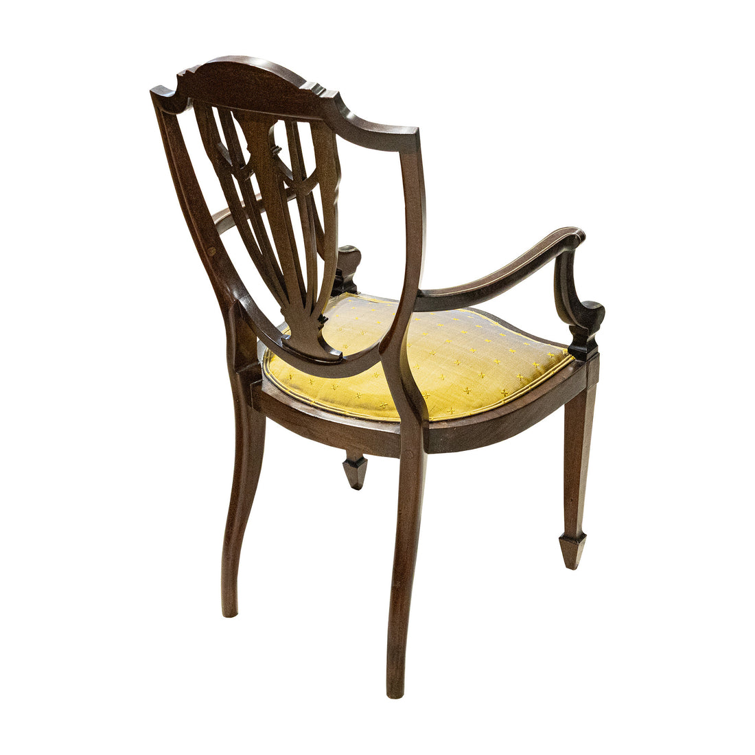 Vintage Mahogany Sheraton Revival Inlaid Shield Back Chair