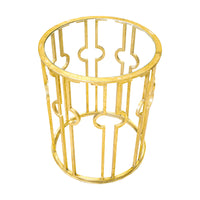 Gilt Steel Steel Drum End Tables w/Glass Tops Set of 2