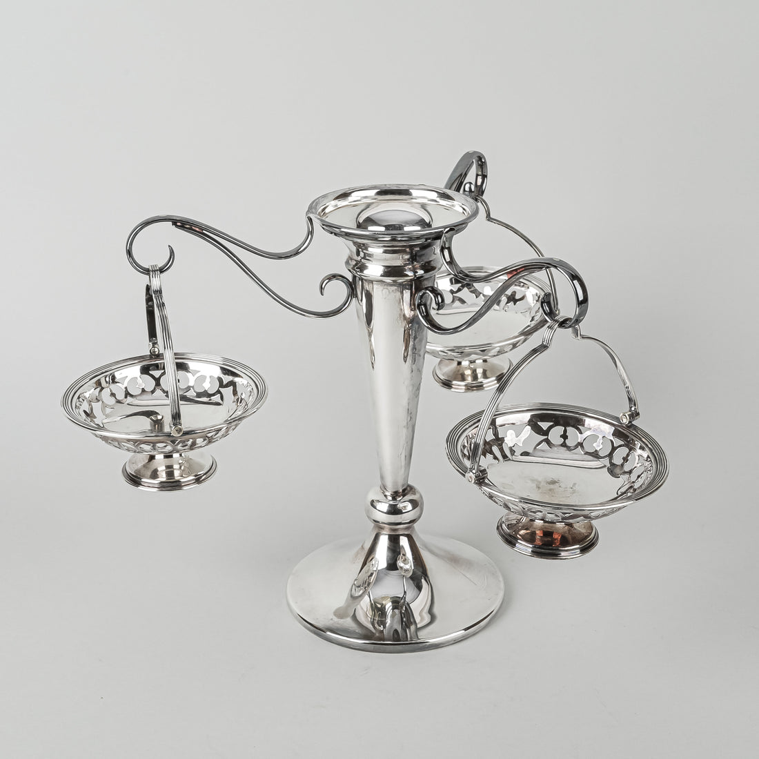 RM Silver Plate Epergne w/Hanging Baskets  4pcs