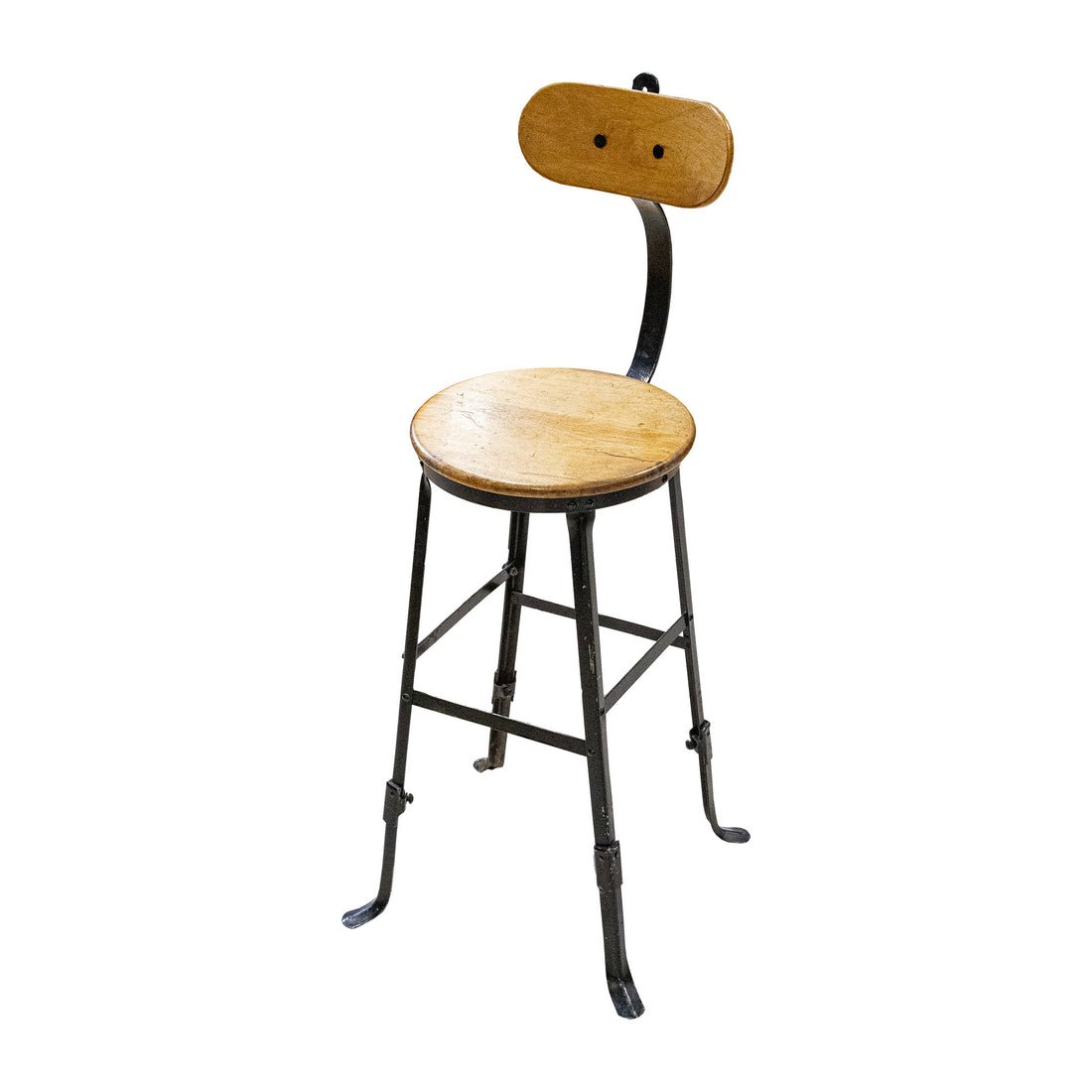 Vintage Steel & Birch Drafting Stool