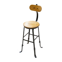 Vintage Steel & Birch Drafting Stool