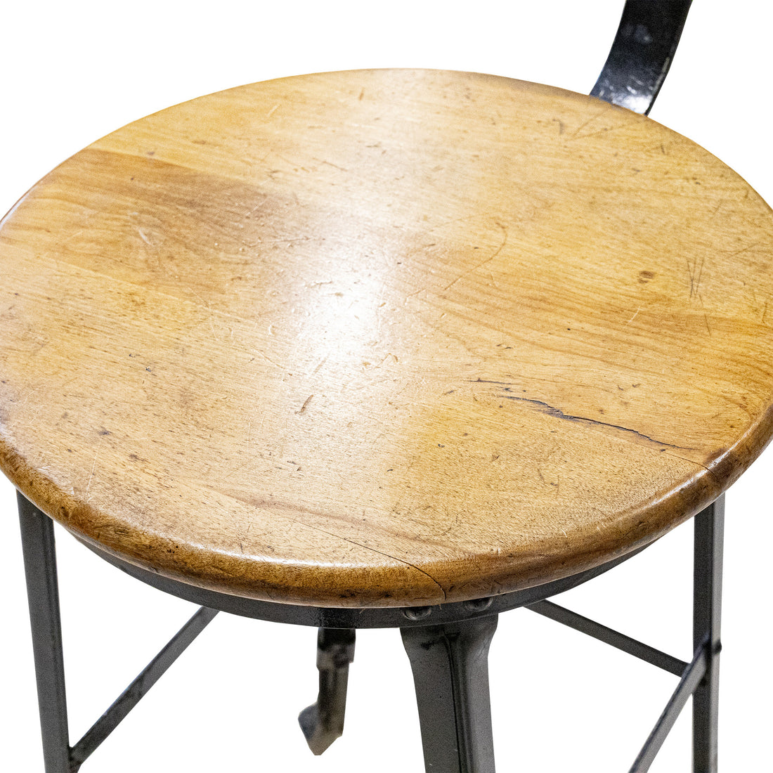 Vintage Steel & Birch Drafting Stool