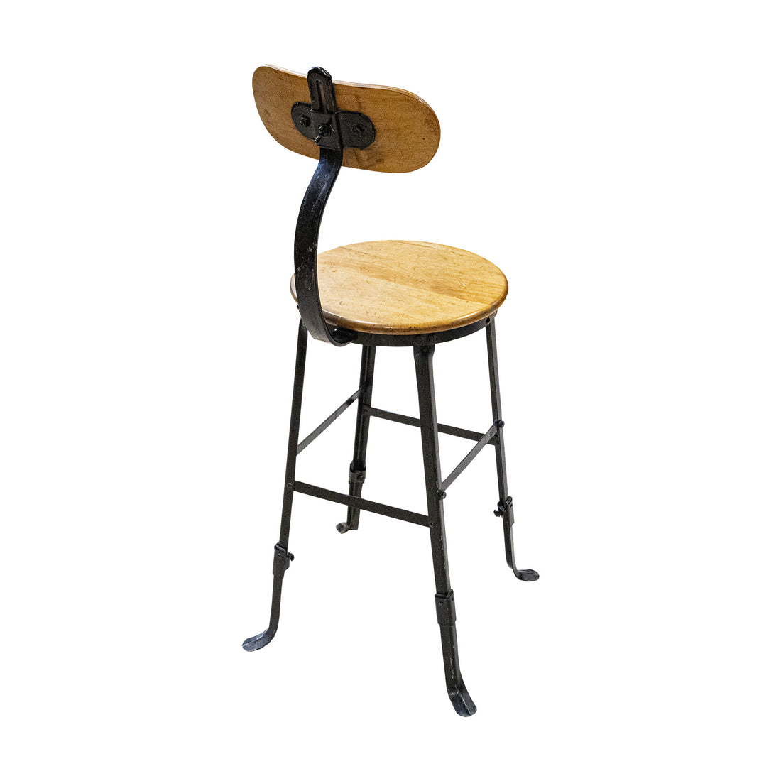 Vintage Steel & Birch Drafting Stool