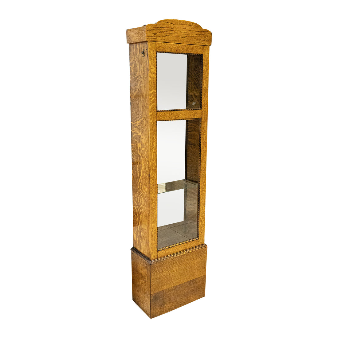 Vintage Oak Clock Case Curio Cabinet