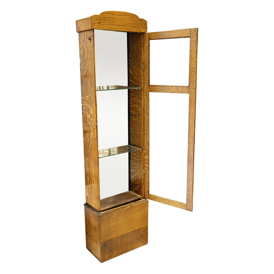 Vintage Oak Clock Case Curio Cabinet
