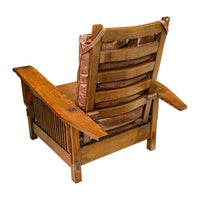 Mission Oak Morris Chair And Ottoman With Leather Cushions