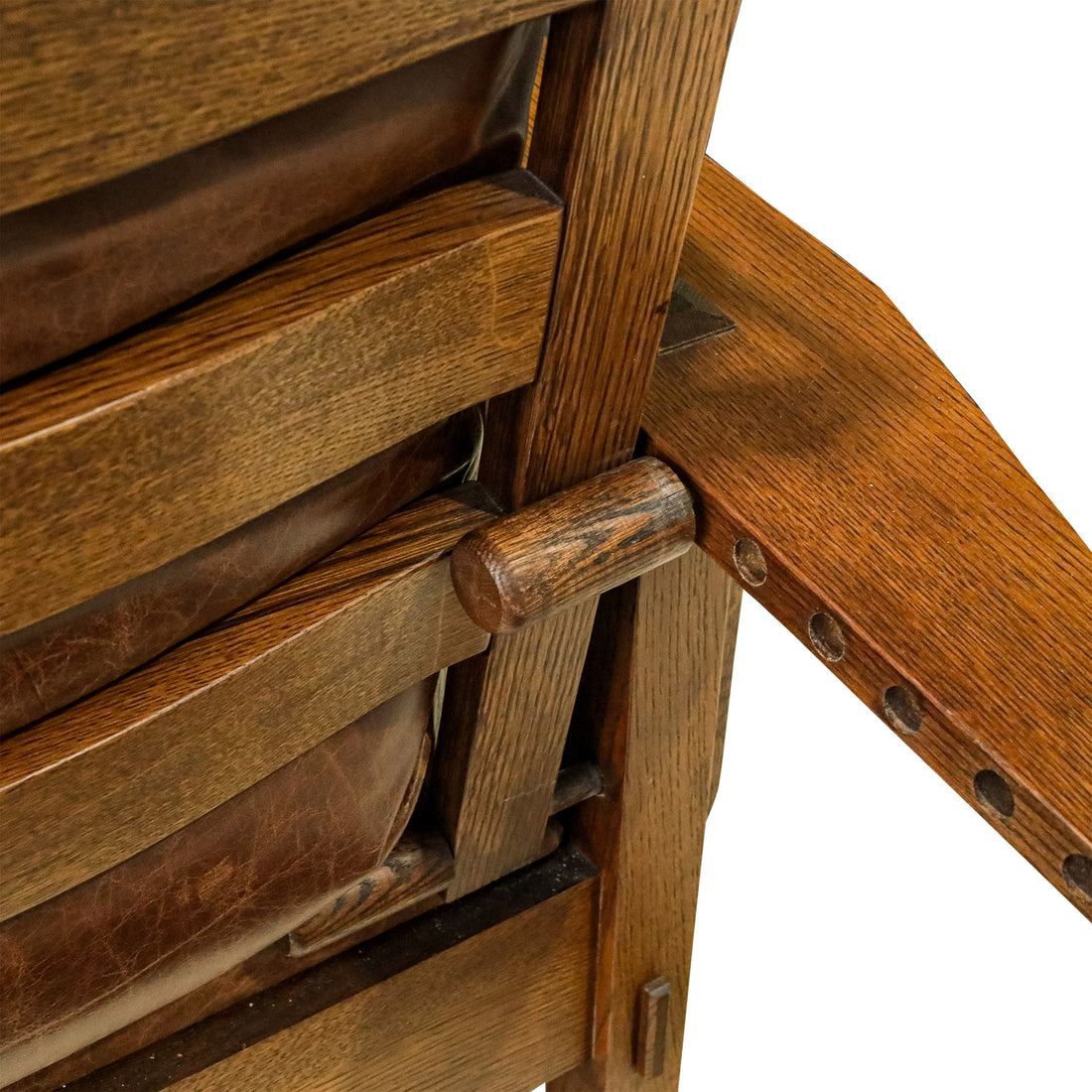 Mission Oak Morris Chair And Ottoman With Leather Cushions