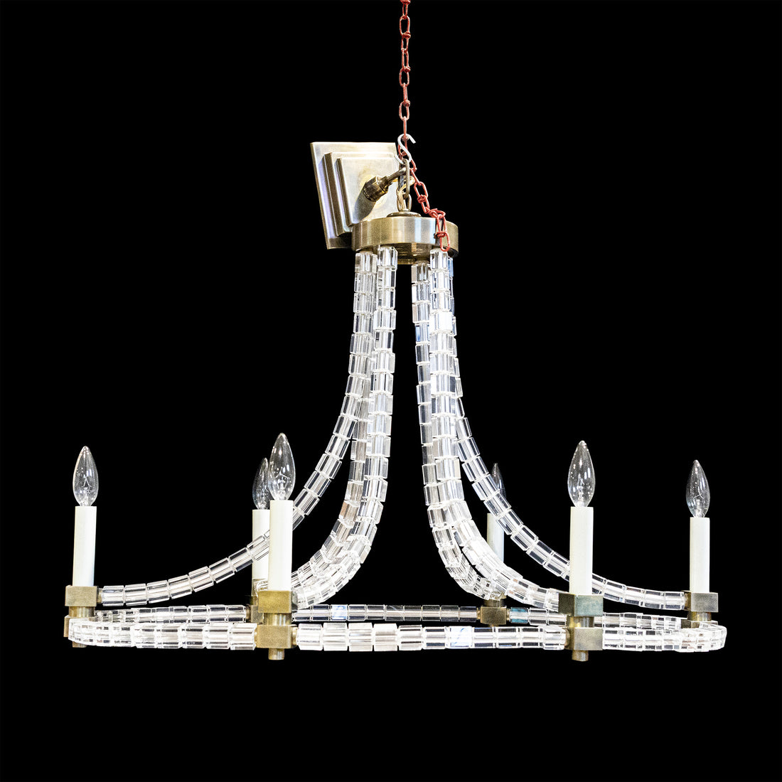 Crystal Cube 6 Light Fixture With Antique Bronze Finish