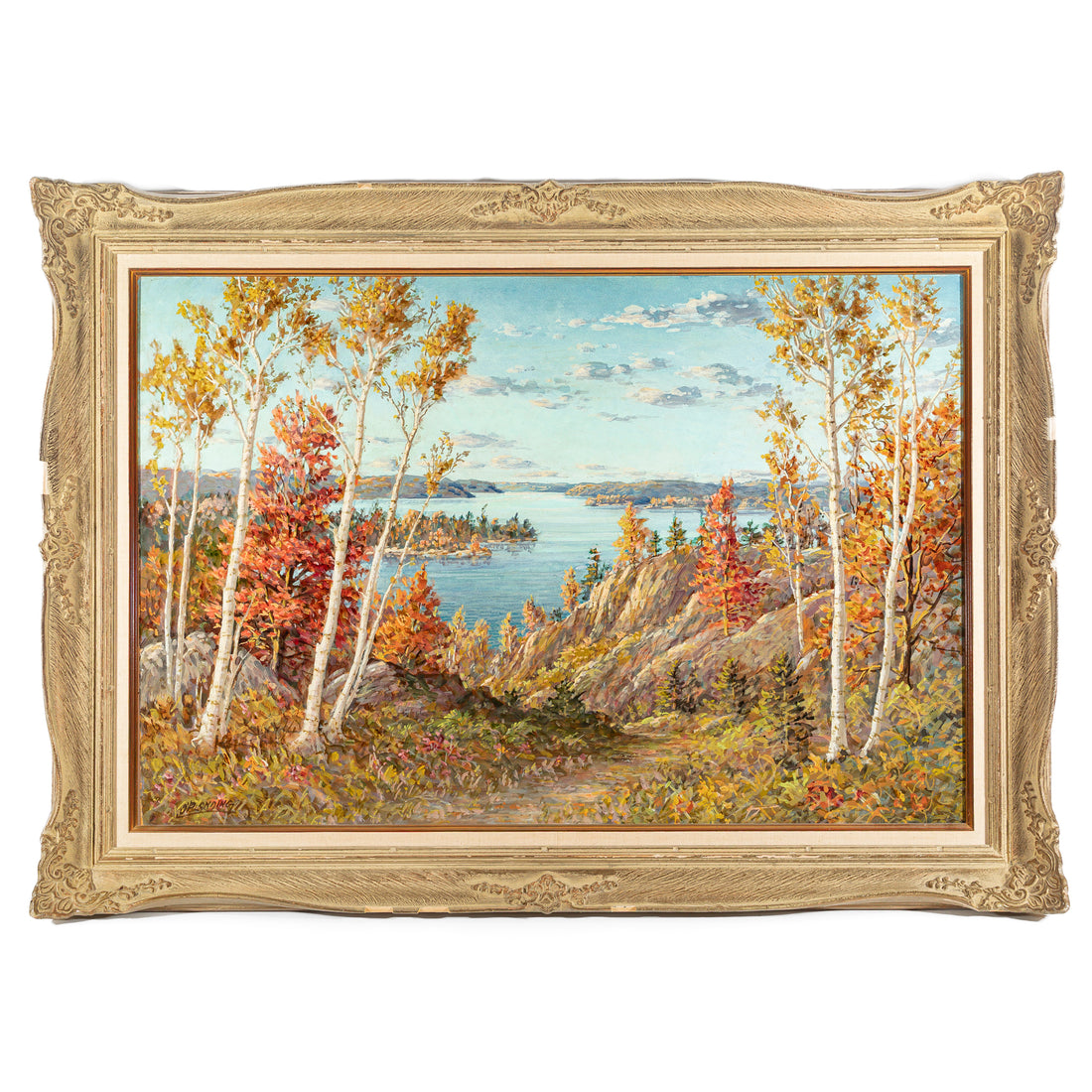 Otto Planding (Canadian 1857-    1967) Lake Scene W/Birches