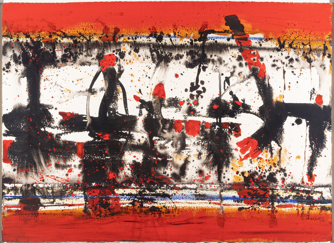 Jack Shadbolt (British-Canadian 1909-1998) "Improvization Between Horizontal Reds"