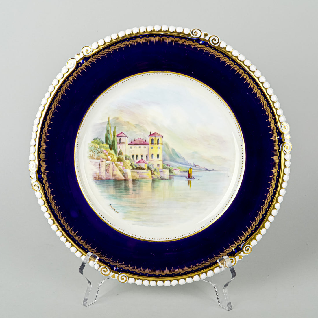 AYNSLEY G.Bentley "Gravedona, Lago Di Como" Hand Painted Cabinet Plate