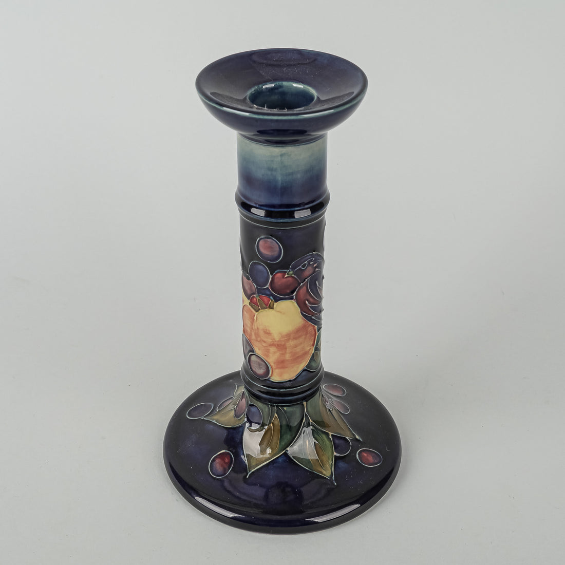 MOORCROFT Pomegranate Blue Ground Candlesticks Set of 2