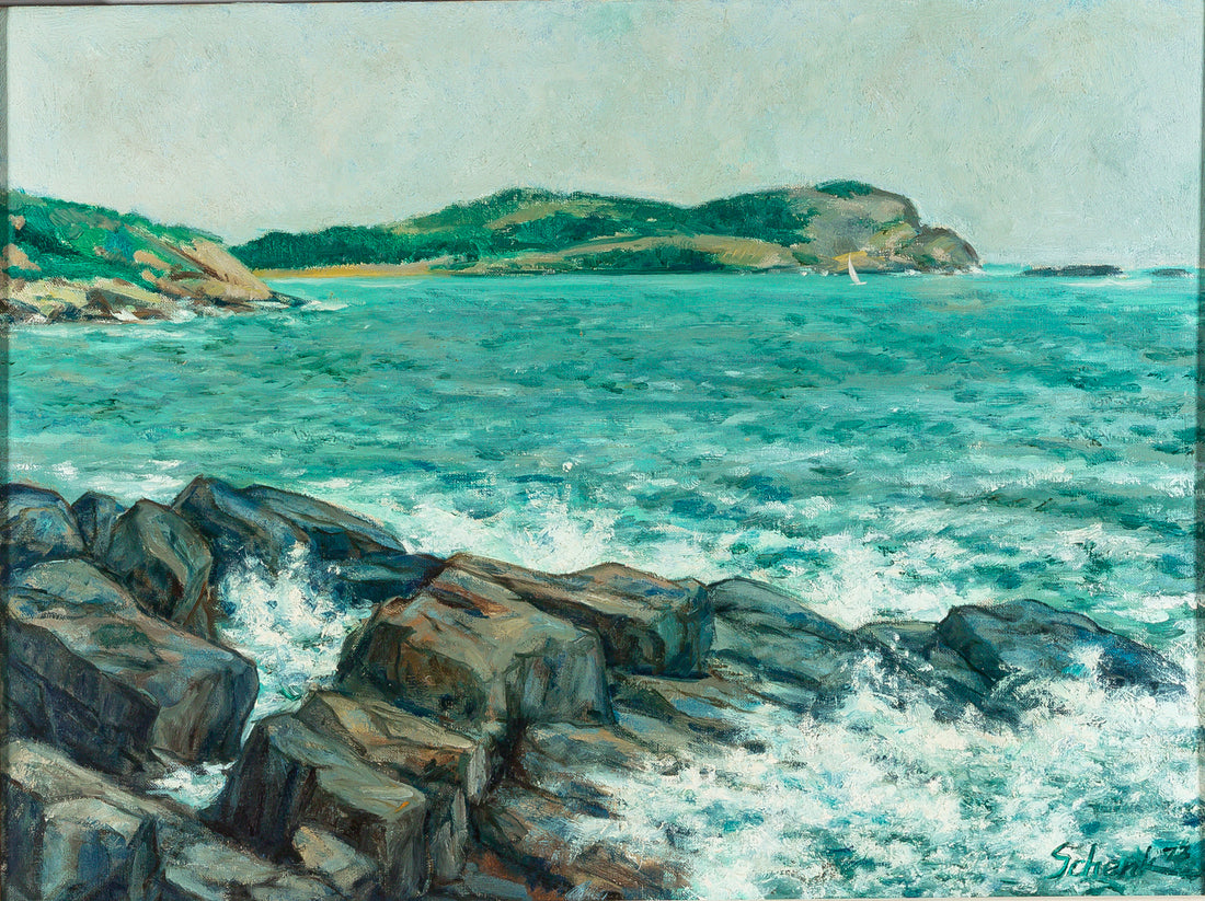 Schenk - Seascape W/Rocky Shore - Oil On Canvas