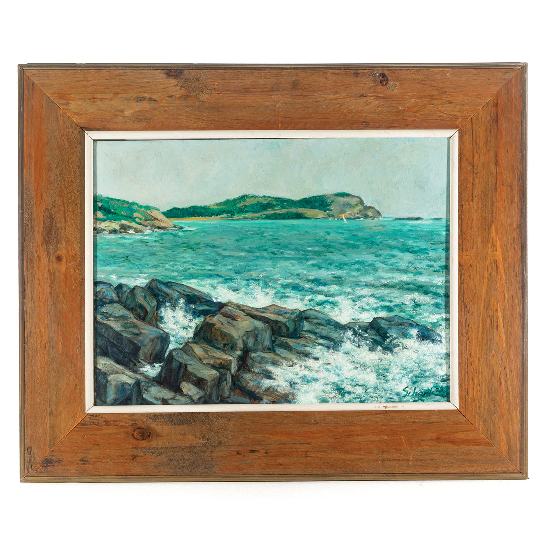 Schenk - Seascape W/Rocky Shore - Oil On Canvas