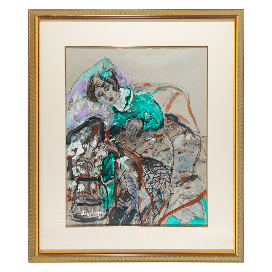 Lea Avizedek (Israeli 1935) Portrait of Napping Lady