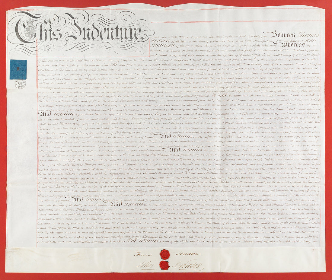 Framed Indenture          ca 1854