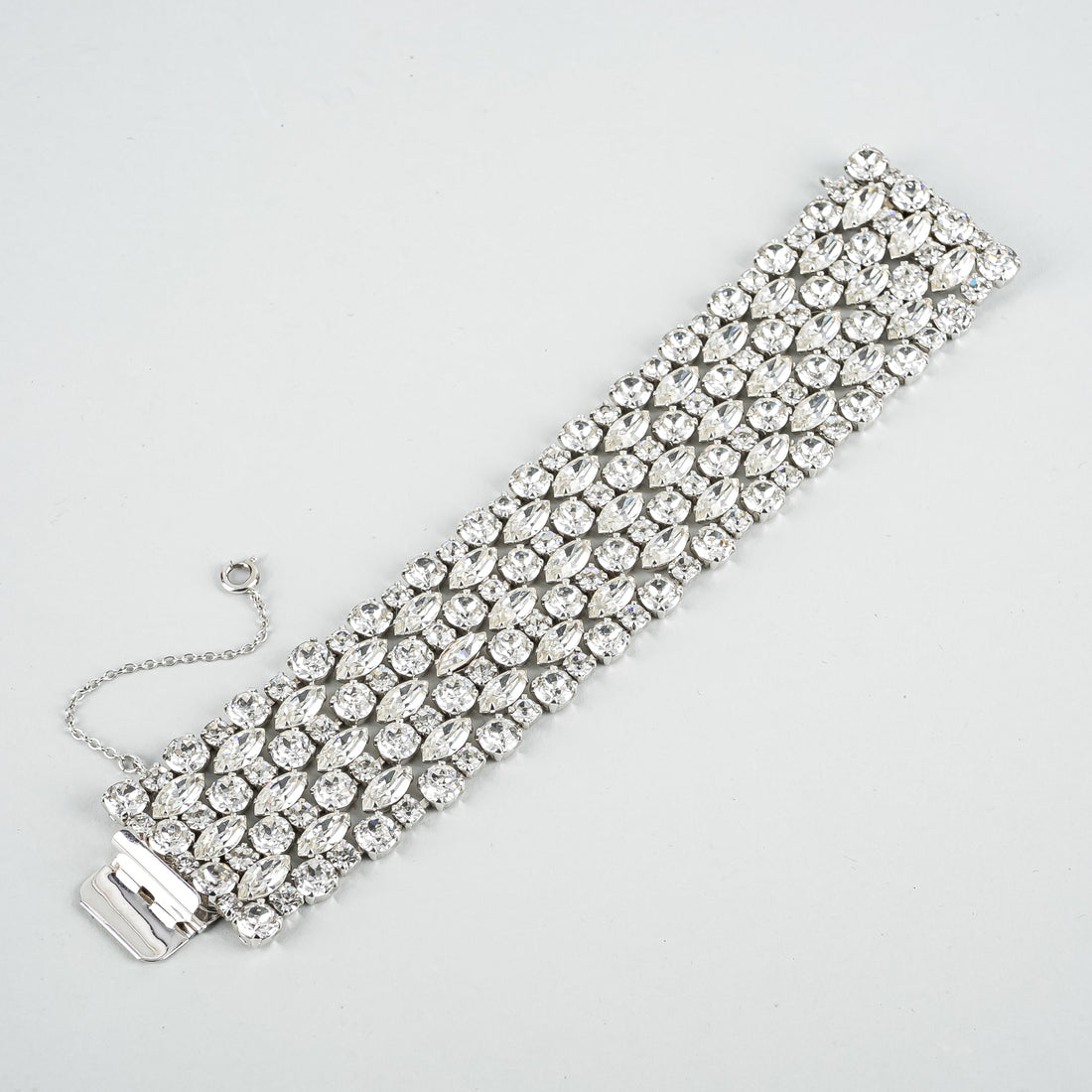 SHERMAN Clear Rhinestone 7 Row Round/Marquise Bracelet