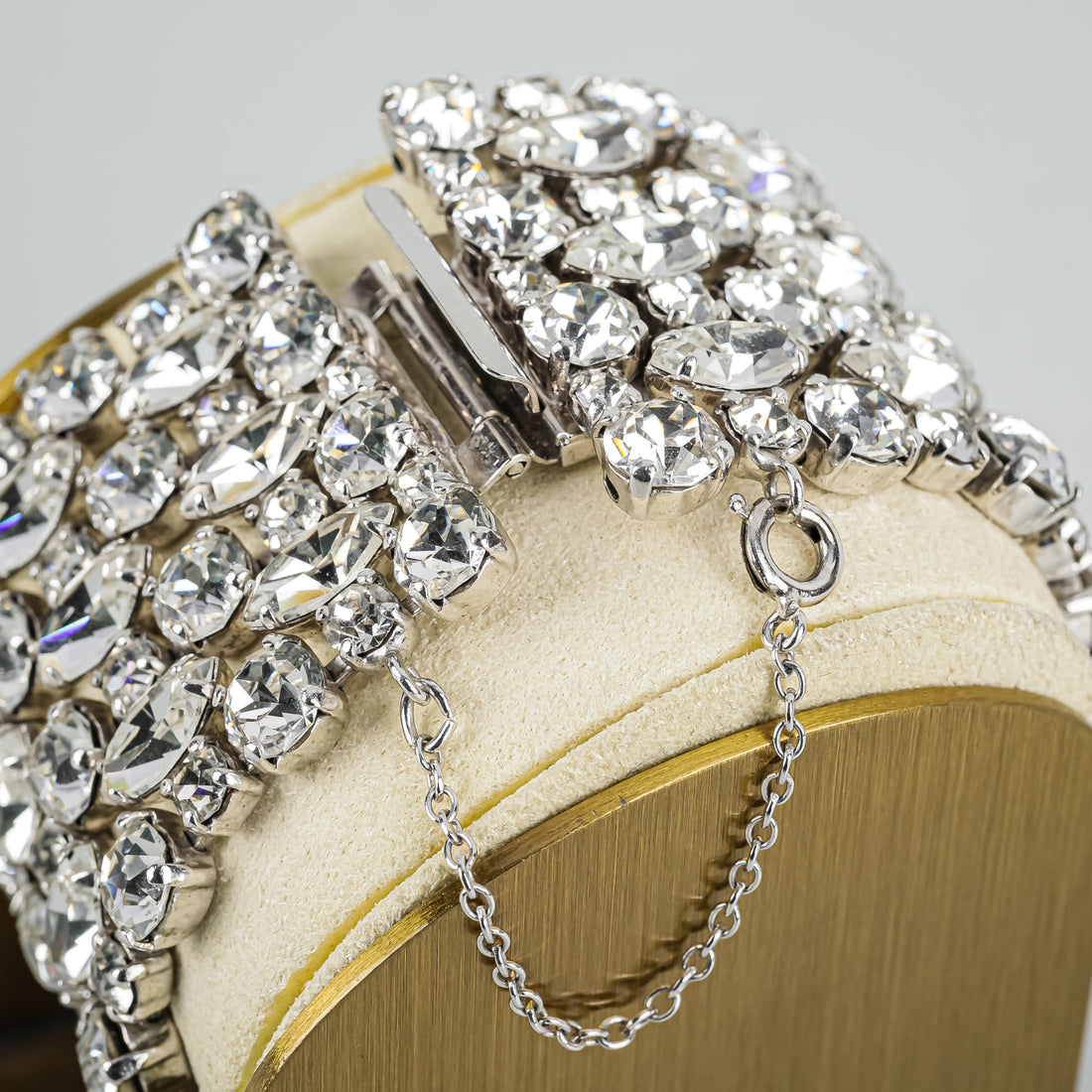 SHERMAN Clear Rhinestone 7 Row Round/Marquise Bracelet