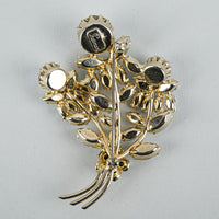 SHERMAN Gold-Tone Aurora Borealis  Rhinestones - Floral Spray