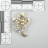 SHERMAN Gold-Tone Aurora Borealis  Rhinestones - Floral Spray