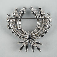 SHERMAN Silver-Tone Blue Ombre Rhinestone Laurel Leaf Brooch