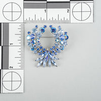 SHERMAN Silver-Tone Blue Ombre Rhinestone Laurel Leaf Brooch