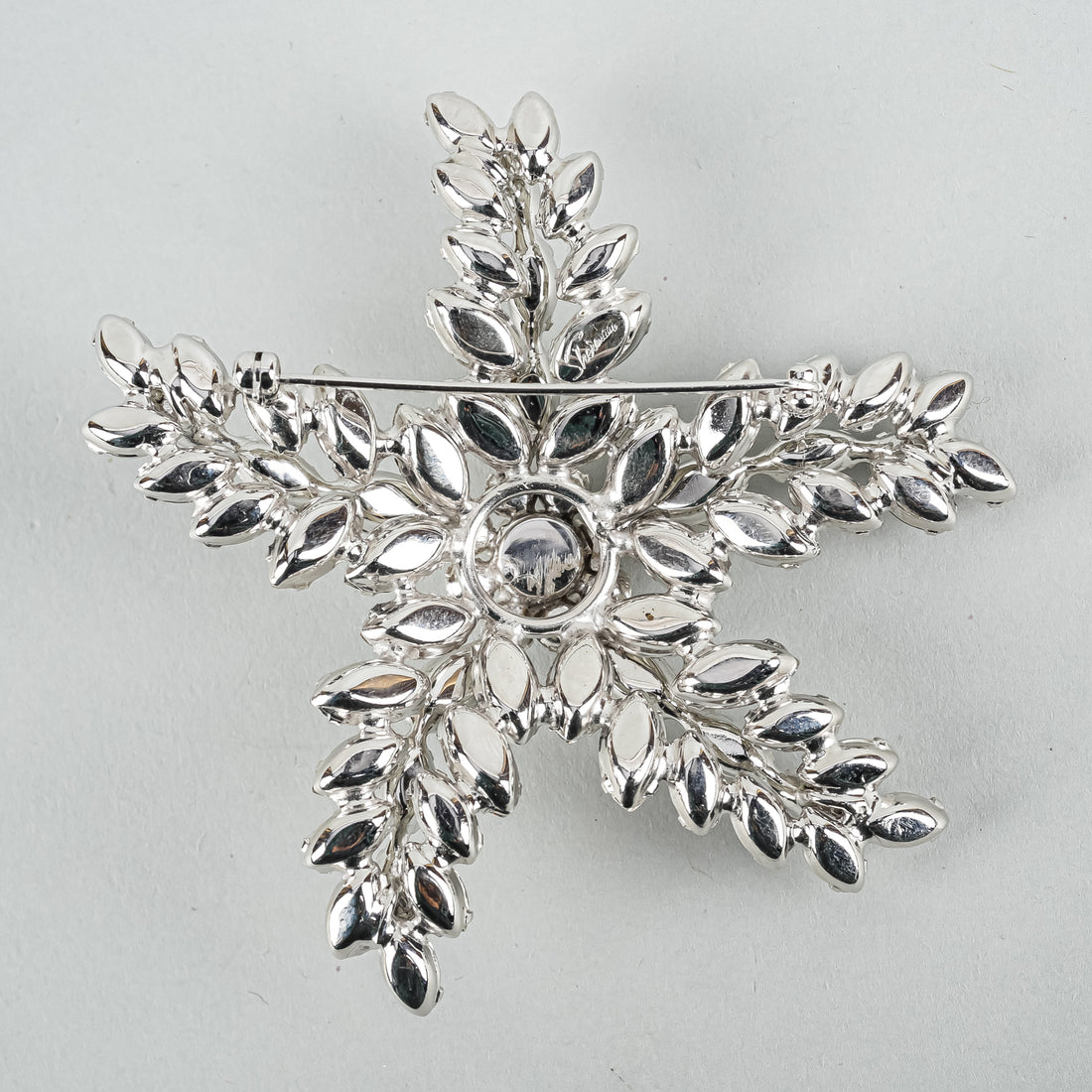 SHERMAN Silver-Tone Clear Rhinestone "Star Fish" Brooch