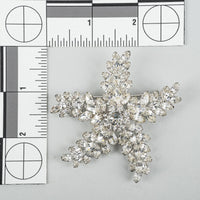 SHERMAN Silver-Tone Clear Rhinestone "Star Fish" Brooch