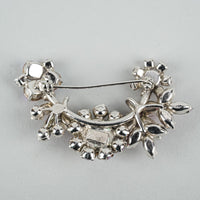 SHERMAN Silver-Tone Crescent Pink Ombre Aurora Borealis Rhinestones Brooch