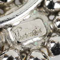 SHERMAN Silver-Tone Crescent Pink Ombre Aurora Borealis Rhinestones Brooch