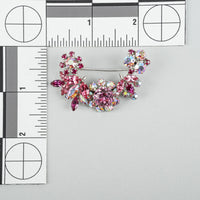 SHERMAN Silver-Tone Crescent Pink Ombre Aurora Borealis Rhinestones Brooch
