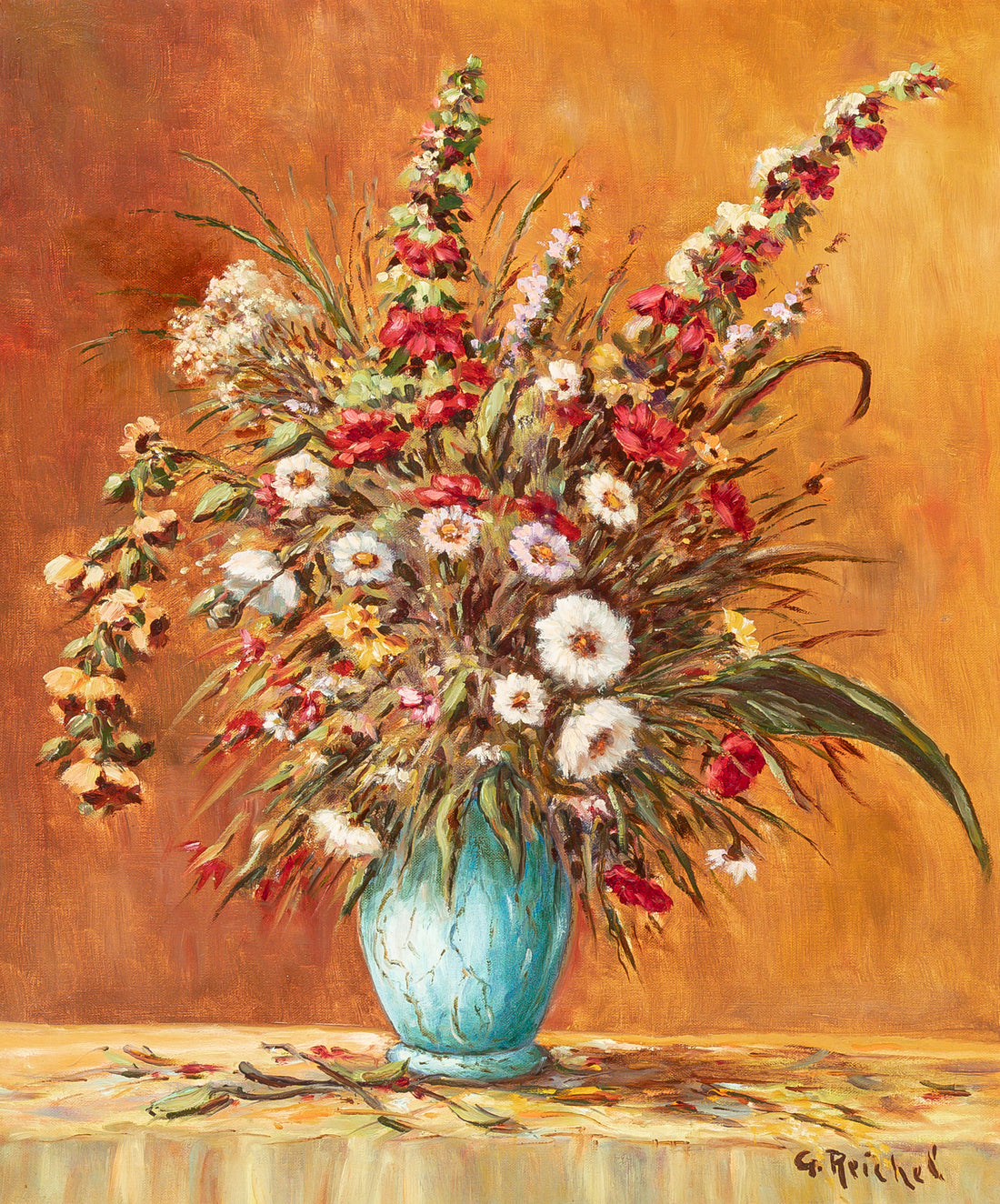 G. Reichel Still Life With Flowers Oil on canvas