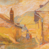Jeno Szigeti (Hungarian 1881-1944) Village Scene With Two Figures