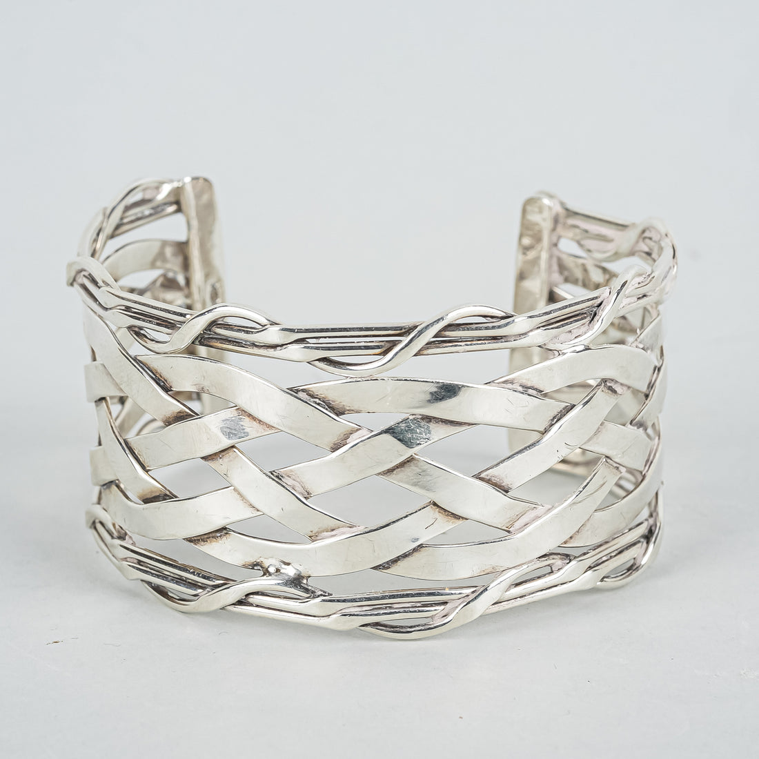 Sterling Braided Woven Cuff Bracelet