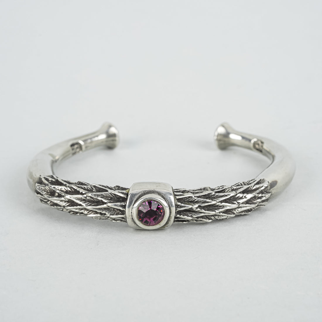 DIANA CARMICHAEL Pewter Dark Pink Cubic Zirconia Cuff Bracelet
