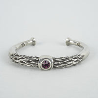 DIANA CARMICHAEL Pewter Dark Pink Cubic Zirconia Cuff Bracelet