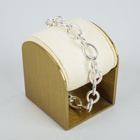 DANIELLA DRAPER Sterling Silver Open Oval Link Toggle Bracelet