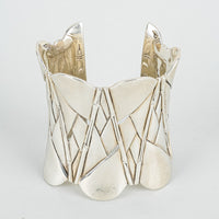 JOHN HARDY Sterling Bamboo Wide Fan/Palm Tapered Open Cuff
