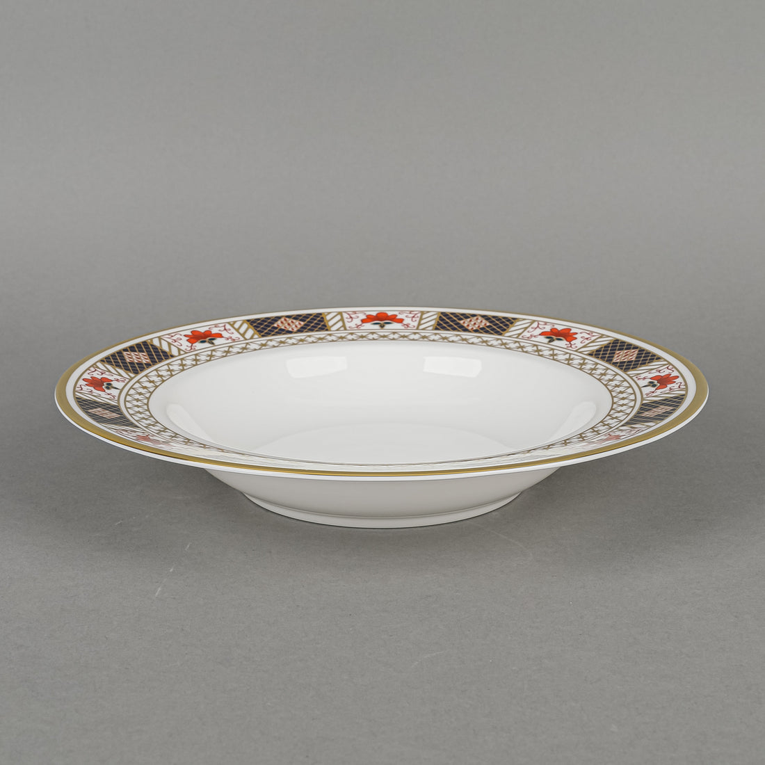 ROYAL CROWN DERBY Derby Border A1253 Soup Plates Set Of 12