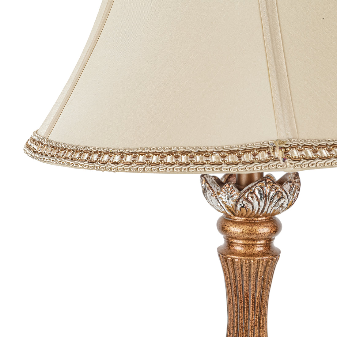 Decor Composite Bronze/Silver Finish Lamps With Shades Set Of 2