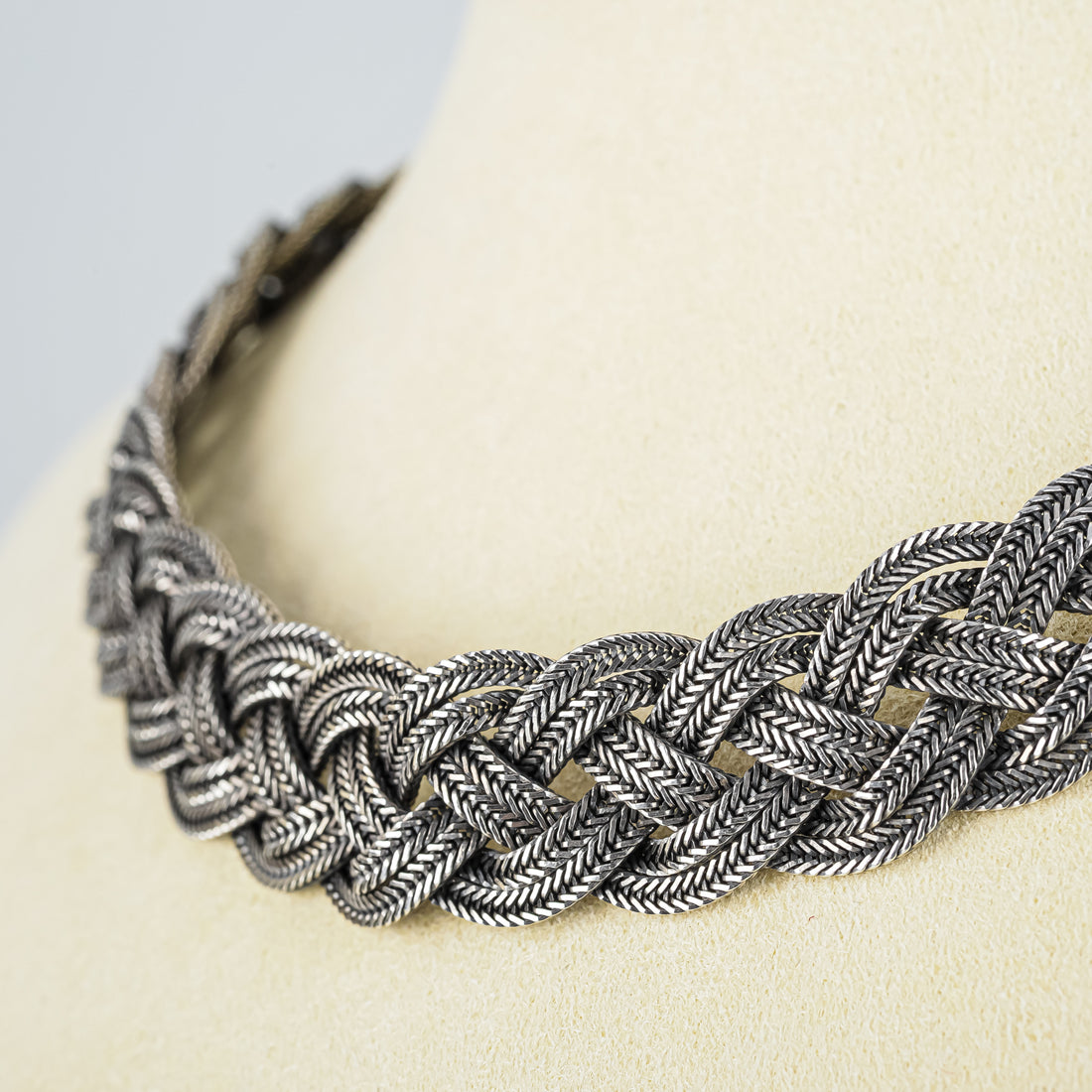 Vintage 835 Silver Scandinavian Woven/Braided Collar Necklace