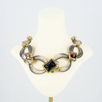 ALEXIS BITTAR Gold Tone Gray Lucite Necklace