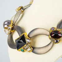 ALEXIS BITTAR Gold Tone Gray Lucite Necklace